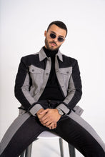 Load image into Gallery viewer, Classic Black & Gray Denim Jacket