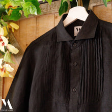 Load image into Gallery viewer, Black Plissé Linen Shirt