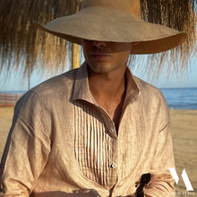 Charger l'image dans la galerie, Light Brown Plissé Linen Shirt