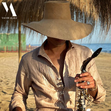 Charger l'image dans la galerie, Light Brown Plissé Linen Shirt